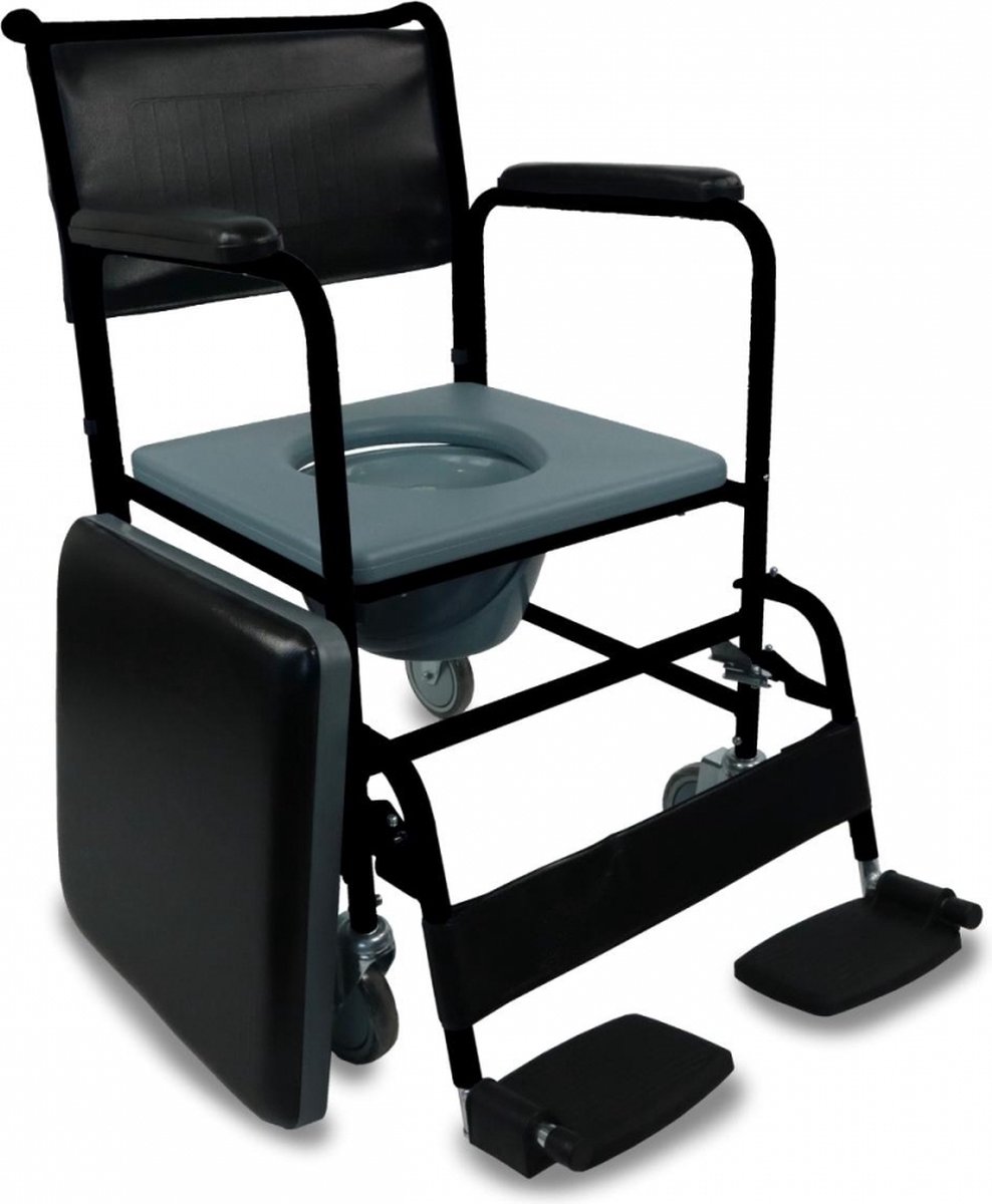 Mobiclinic Barco - Toiletstoel - Met wielen - Comfortabele zitting en emmer met deksel - WC stoel - Postoel - Compact en Lichtgewicht - mobiclinic