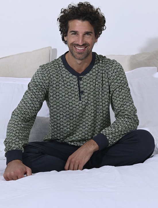 Groene Ringella heren pyjama patroon - Groen - Maat - 60