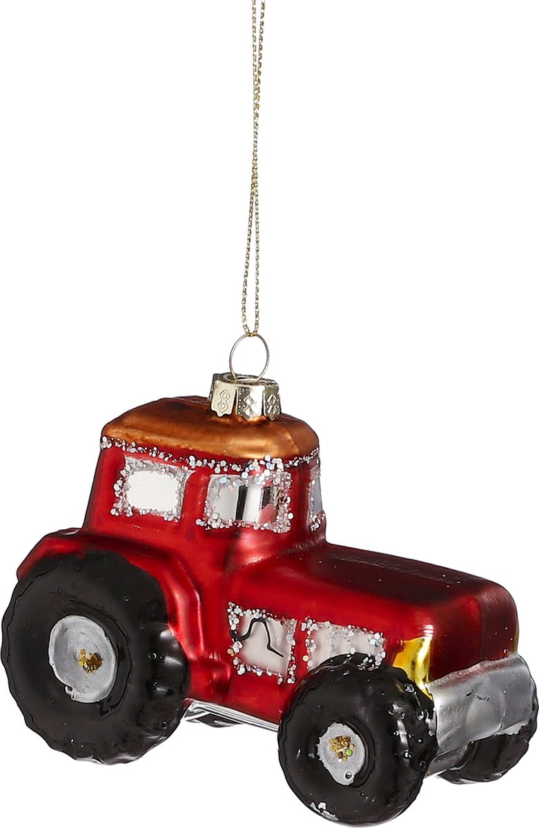 House of Seasons Kerst Ornament Tractor - L9,4 x B5 x H7 cm - Rood