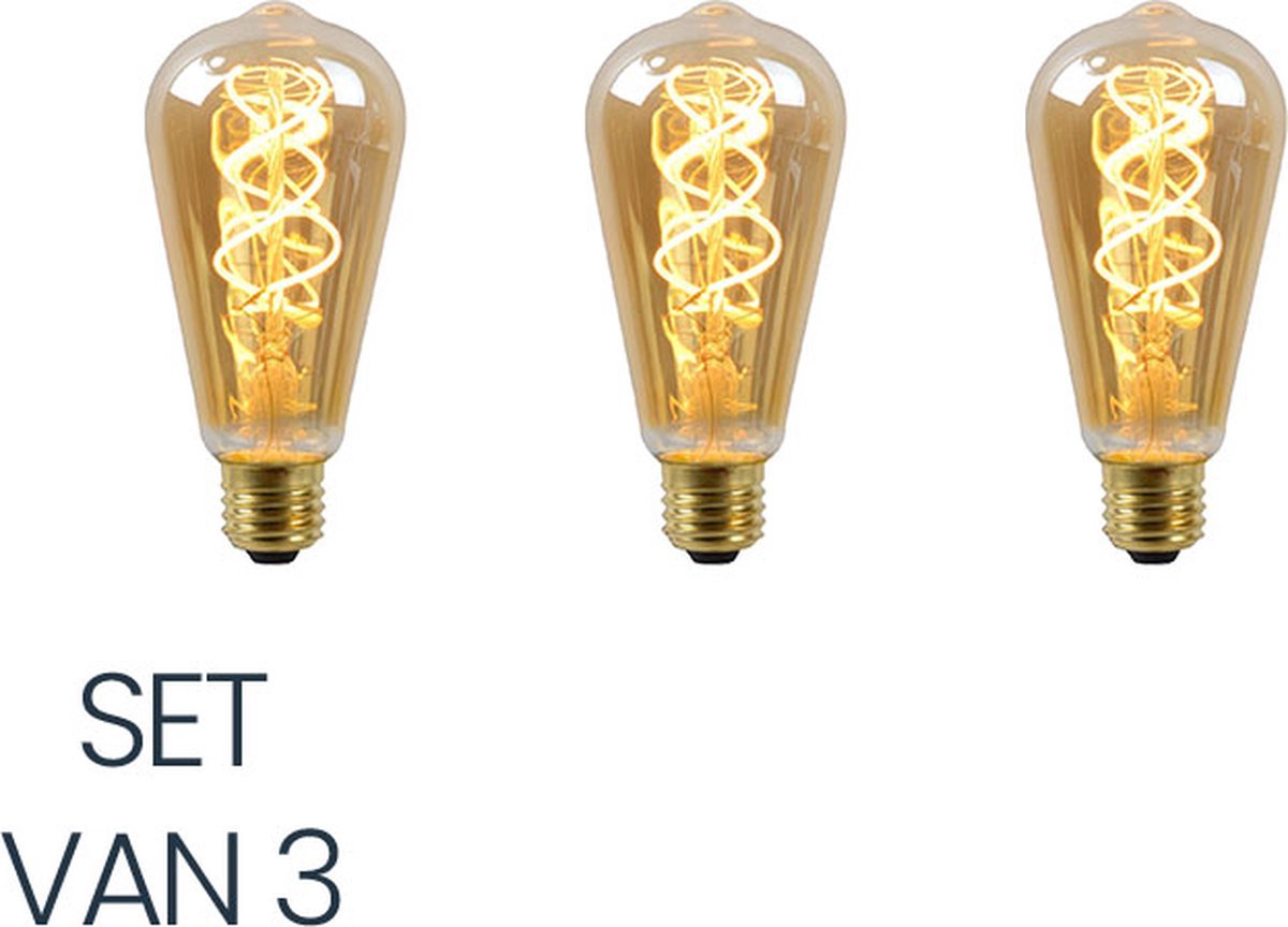 B.K.Licht Set di 3 ST64 Edison Vintage Bulb I E27 4W 2700K 380lm I