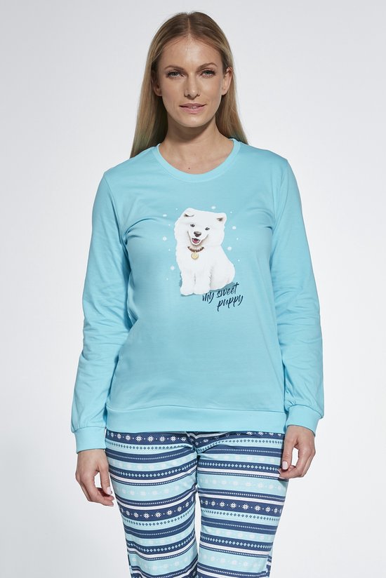 Cornette Katoenen Matching Gezin Pyjama Dames Volwassenen Lange Mouw Lange Broek Sweet Puppy 671/345 L