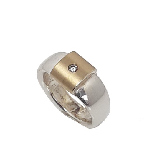 Ring - zilveren goud - diamant - verlinden juwelier