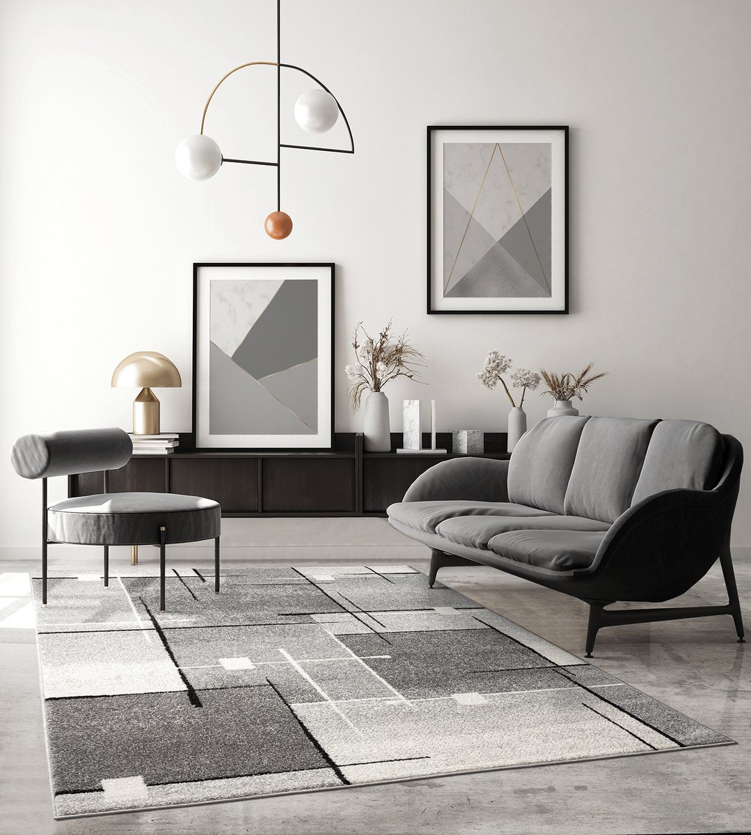 the carpet Pearl Moderne dichte korte pool woonkamer slaapkamer vloerkleed, contour gesneden, grijs,160 x 220 cm