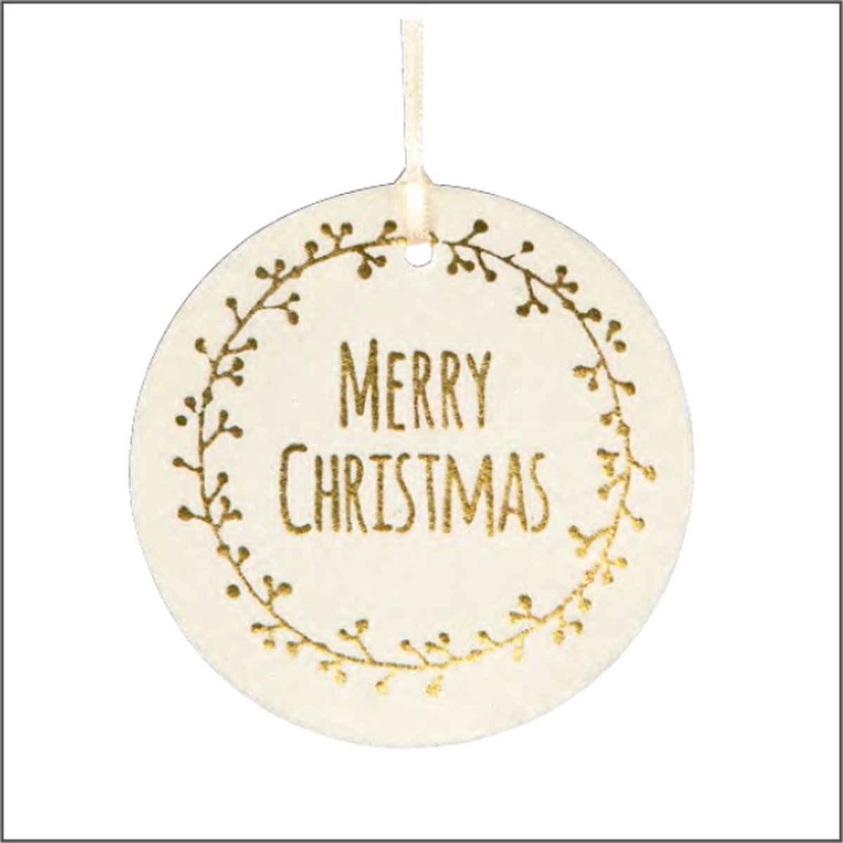 Luxe fluwelen Kerst Kaartjes - 12 stuks - Cadeau labels - 10 x 10 cm - wit met goud - met een lint