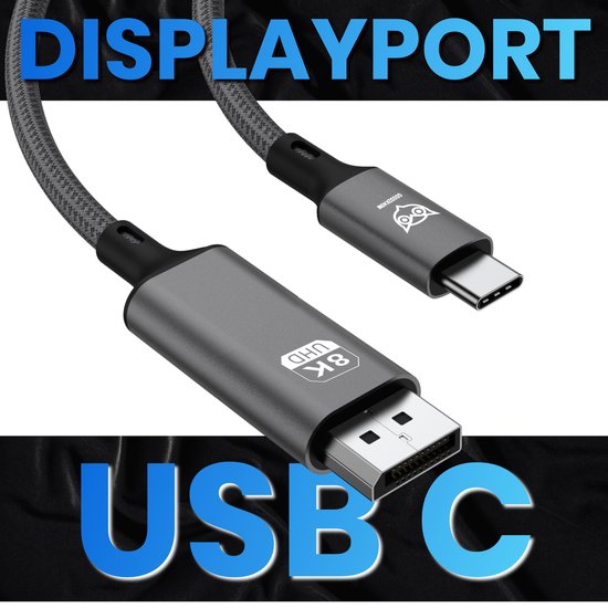 ROLIO USB C naar DisplayPort kabel 3 Meter USB-kabel 3 m Zwart