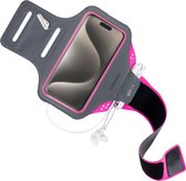 Hardloop Sportarmband geschikt voor Apple iPhone 15 Pro - Roze - Mobiparts