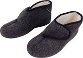 Pantoufles femmes - pantoufles hautes pour hommes - chaussures de maison - feutre avec fausse fourrure - fermeture velcro - gris anthracite - taille 43
