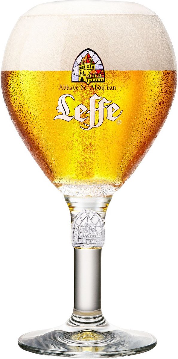 2 verres Leffe bière d'abbaye belge, verre calice, verre à pied 25