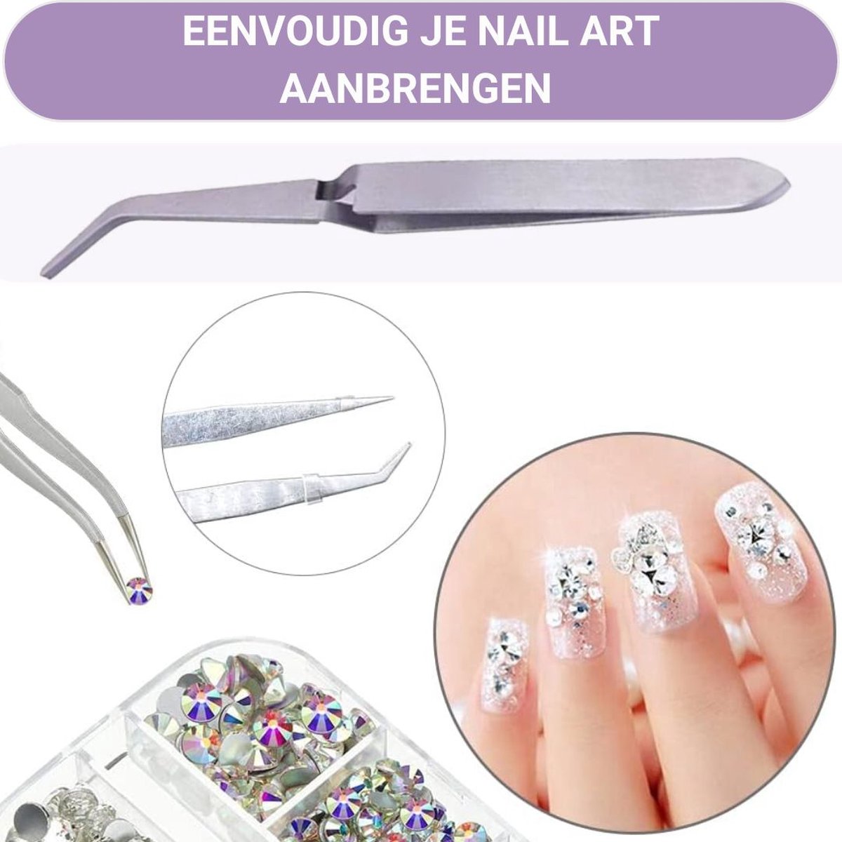 Goedkoopste GUAPÀ® Nail Art Pincet | Pincet voor plaknagels | Nepnagels | Nail Art Tools | Nail Art Picker | Pincet voor rhinestones | nagelstickers | Nageldecoratie pincet | RVS Zilver Pincet
