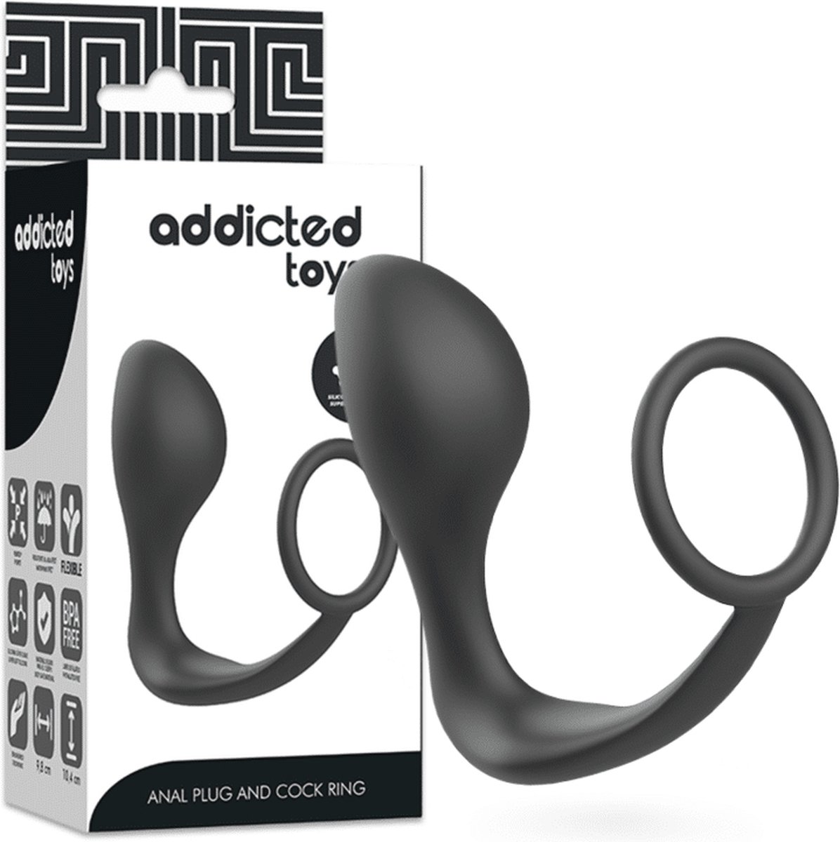 Goedkoopste ADDICTED TOYS | Addicted Toys Anal Plug And Cock Ring Black | Sex Toy for Couples | Sex Toy | Buttplug | Sex Toy for Man