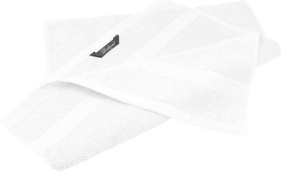 Lashuma serviettes 2 pièces blanc, set de serviettes série éponge : Linz, serviettes pour cheveux 50x100 cm