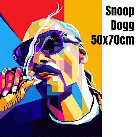 Allernieuwste.nl® Canvas Schilderij Rapper Snoop Dogg Hiphop Gangstarap G-Funk - 50 x 70cm
