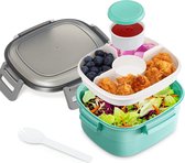 BentoBox Lunchbox met vakken, Bento Box, salade to go met 5 onderverdelingen, voor volwassenen en kinderen, 1300 ml, lekvrij, broodtrommel voor school, werk, picknick