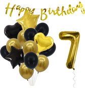 Snoes Ballonnen 7 Jaar Feestpakket – Versiering – Verjaardag Set Goldie Cijferballon 7 Jaar -Heliumballon