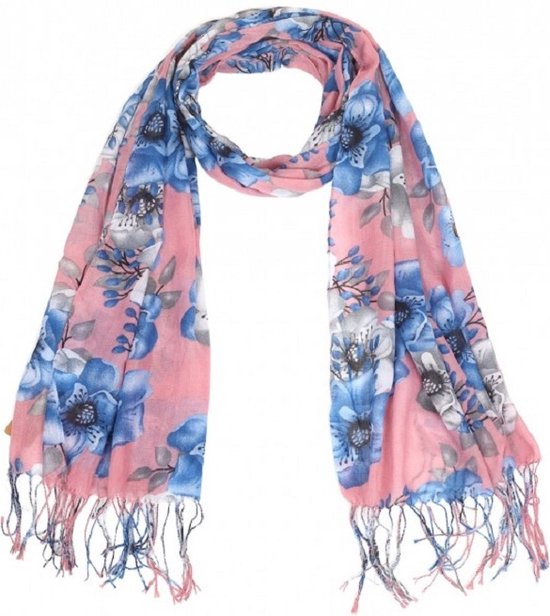Een sprekende sjaal (170 x 65cm) met mooie bloemen in vrolijke kleuren. Comfortabel om te dragen door de soepel vallende stof. Een fijne zomersjaal, maar ook na de zomer is deze sjaal nog heel goed te combineren met kleding. Voor uzelf of als cadeau.