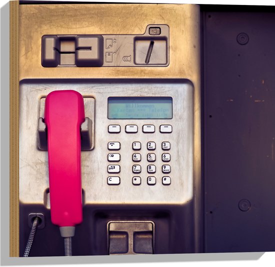 Hout - Telefoon - Telefooncel - Toetsen - Vintage - 50x50 cm - 9 mm dik - Foto op Hout (Met Ophangsysteem)