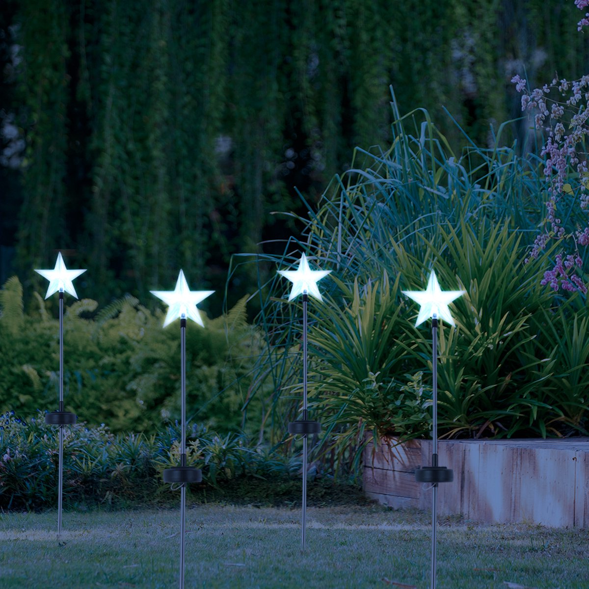 Solar priklamp Star - Tuinverlichting op zonne-energie - Koud wit licht - RVS