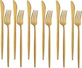 menumessen, menuvorken, vorken, 6 x tafelmessen, 6 x vorken, bestek-messenset, roestvrij staal, dinervork voor thuisgebruik, thuis, keuken, gasten, handgepolijst (12 stuks) (zwart)