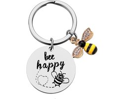 GoedeDoelen.Shop | Sleutelhanger Bee Happy | Tashanger | Bijen Hanger | Bee Happy | Sleutelring | Bij | Red De Bij | Save The Planet