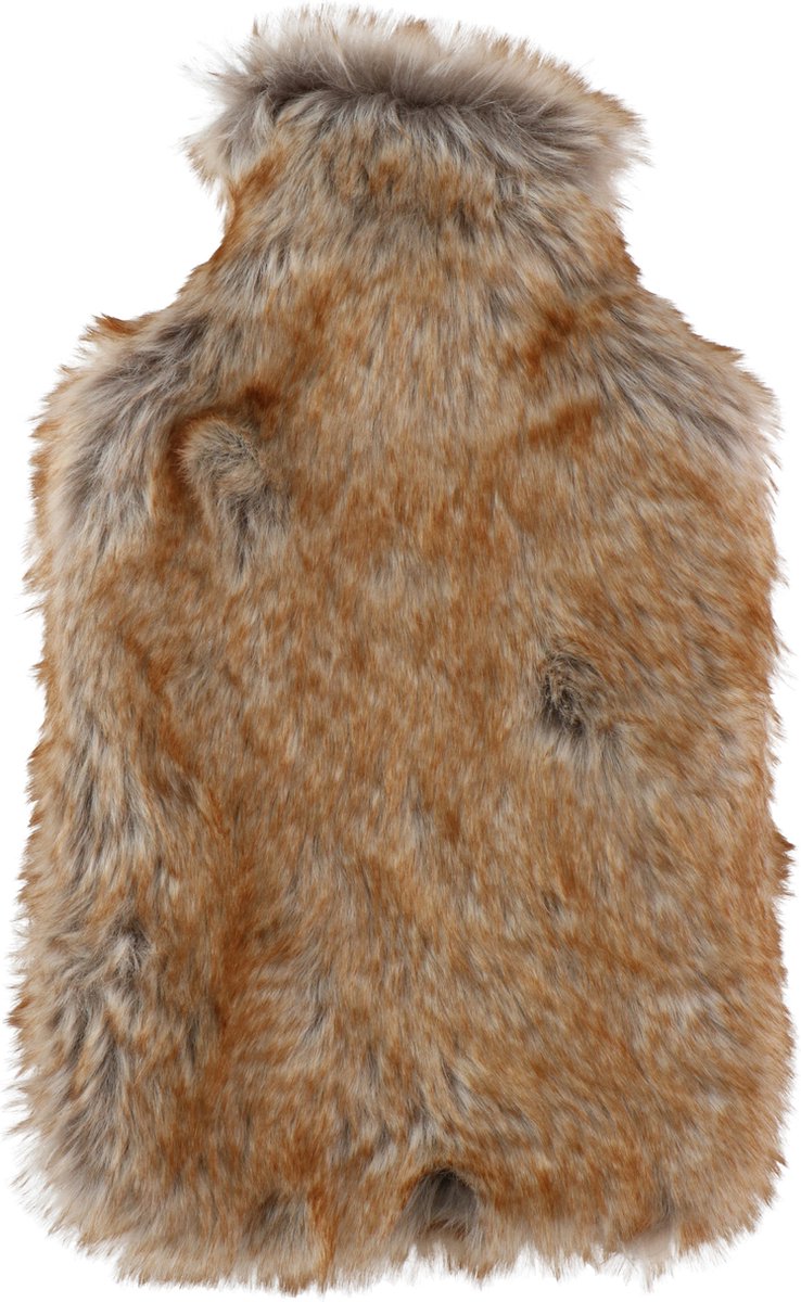 Goedkoopste Kruik met dierenprint vacht hoes beige bruin - 2 liter - Warmwater kruiken - Dierenvacht