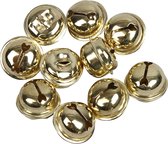 48x Gouden metalen belletjes 13-15-17 mm met oog - Kerst kersmuts belletjes - Kattenbellen - Hobby- en Knutselmateriaal