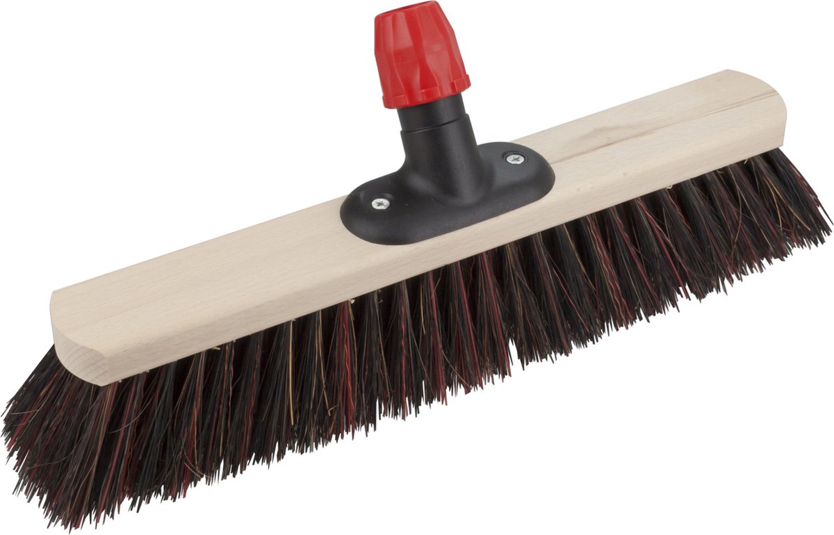 Goedkoopste Buemag Bezemkop - Arenga/Elaston mix - zwart/rood - hard - hout - 50 cm - straatbezem/buitenbezem - bezem