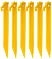 18x Kunststof tentharingen geel 21 cm - Felgekleurd voor extra zichtbaarheid - Camping/kampeer accessoires