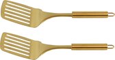 2x Bakspatels/bakspanen goudkleurig 32 cm RVS keukengerei - Koken - Bakken - Spatels 2 stuks