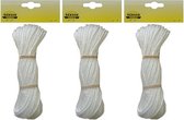 3x stuks touw wit lengte 25 meter dikte 4 mm - Hobbytouw - Handig touw voor een klusproject/hobbyproject