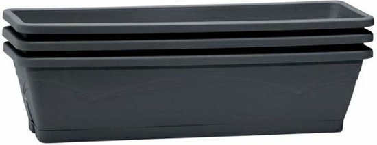 EDA Set de 3 jardinières balcon Symphony - 3 x 6 L - 50 x 15 x 12 cm - Gris anthracite