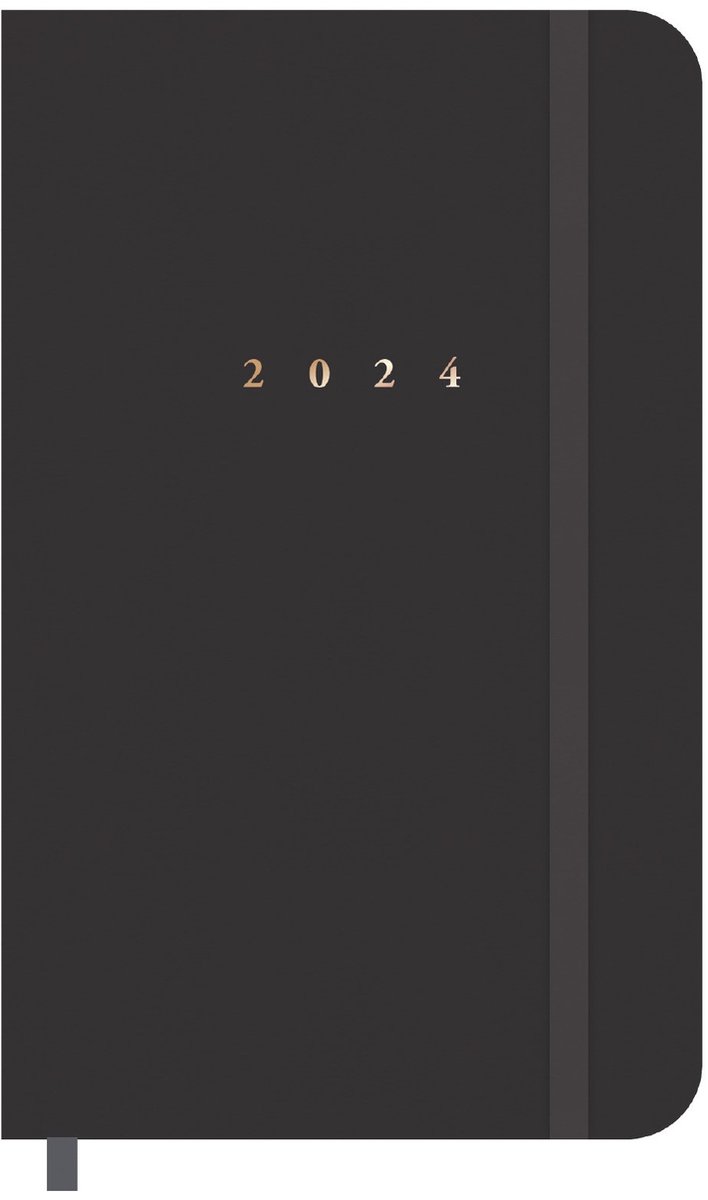 Hobbit - Agenda pocket deluxe - 2024 - Antraciet suède look - Zakagenda - Week op 2 pagina's - ±A6 (14,8x9,5cm)