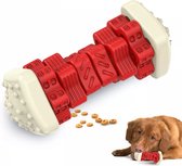 3-in-1 Hondenkauwbot - Gebitsverzorging - IQ training - Voedsel afgifte functie - Geometrisch ontwerp - Duurzaam & Milieuvriendelijk - Kauwbot - Honden - Hondenbot - Rood
