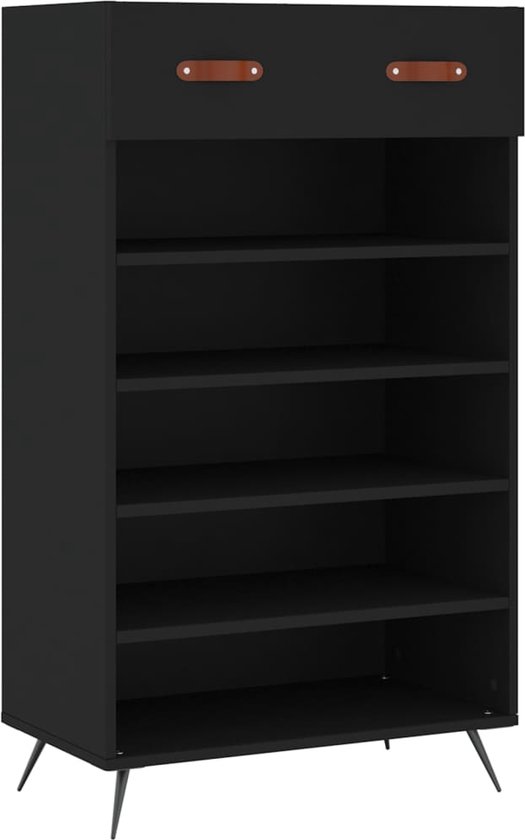 vidaXL - Schoenenkast - 60x35x105 - cm - bewerkt - hout - zwart