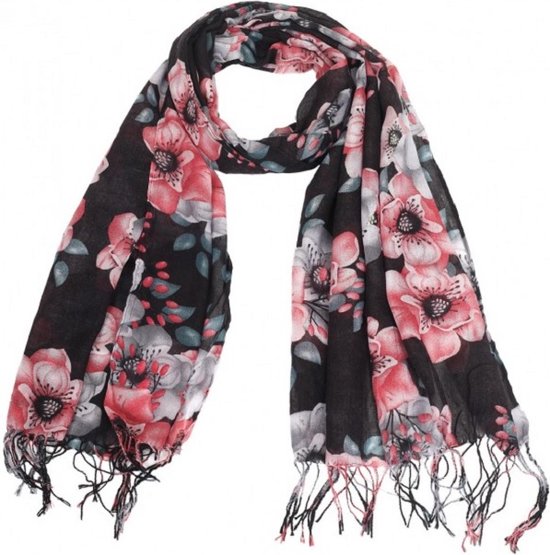 Een sprekende sjaal (170 x 65cm) met mooie bloemen in vrolijke kleuren. Comfortabel om te dragen door de soepel vallende stof. Een fijne zomersjaal, maar ook na de zomer is deze sjaal nog heel goed te combineren met kleding. Voor uzelf of als cadeau.