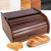 Creative Home Houten Broodtrommel Bruin | 40 x 27,5 x 18,5 cm | Natuurlijk Beukenhout | Container met Roltop | Brooddoos voor Elke Keuken | Perfect voor Droogvoer