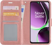 Hoes Geschikt voor OnePlus Nord CE 3 Lite Hoesje Book Case Hoes Flip Cover Wallet Bookcase - Rosé goud
