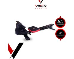Viper Sports ZeusRow – Roeitrainer – Roeimachine met magnetische weerstand – 40x140x34 cm – Zwart/Rood
