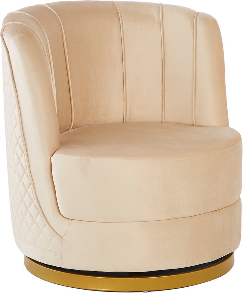 Fauteuil F Feline Beige - Fluweel - Zithoogte 42 cm - Zitdiepte 57 cm