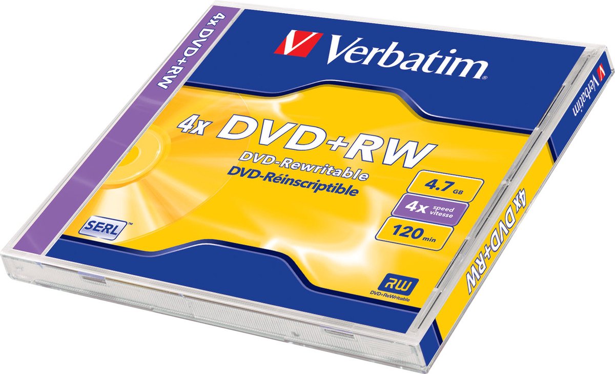 Verbatim DVD+RW 4,7GB 4X JC MATT SILVER - Rohling