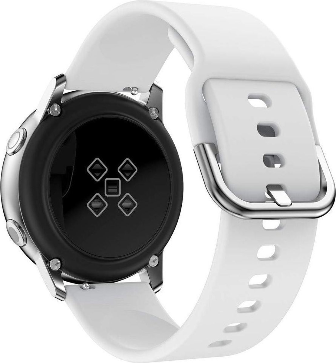 YONO Siliconen Classic Bandje 20mm - Horlogebandje geschikt voor Samsung Galaxy Watch 7 6 5 4 3 - Active 2 - Pro - Wit