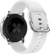 YONO Siliconen Classic Bandje 20mm - Horlogebandje geschikt voor Samsung Galaxy Watch 6 / 5 / Pro / 4 / 3 / Active 2 - Garmin Approach / Forerunner / Venu 2 Plus / SQ / Vivomove - Polar Ignite / Unite – Huawei - Wit