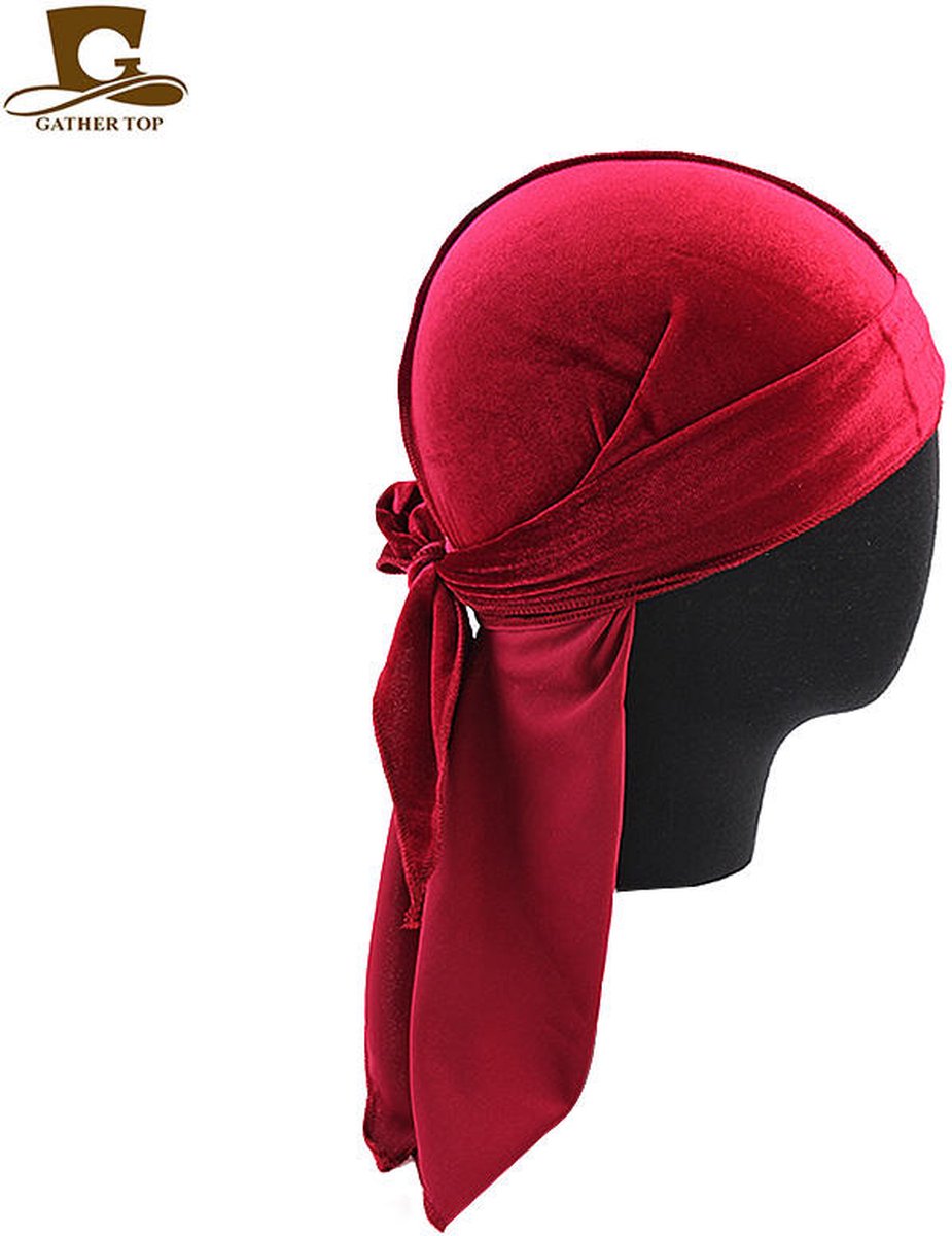 Durag - Velvet - Waves - Velvet Durag - Premium - Silky - Haardeksel - Hoofddoek - Wijn Rood