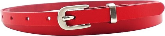 Fana Belts Dames Riem Rood - Zilveren Lus - Leren Damesriem 1.5 cm - Taillemaat 80 - Rode Riem