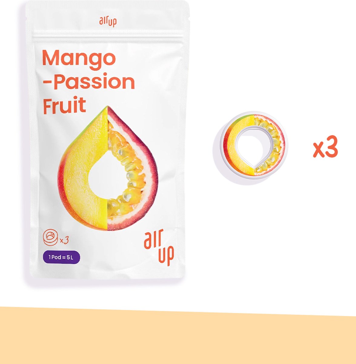 air up 3er Packket Pods - Smaak Mango & Passievrucht - Voor het op smaak brengen van Water, 0 Suiker, 0 Calorie