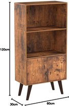 FurnStar boekenkast - 2 planken - 60x30x120cm - Bruin