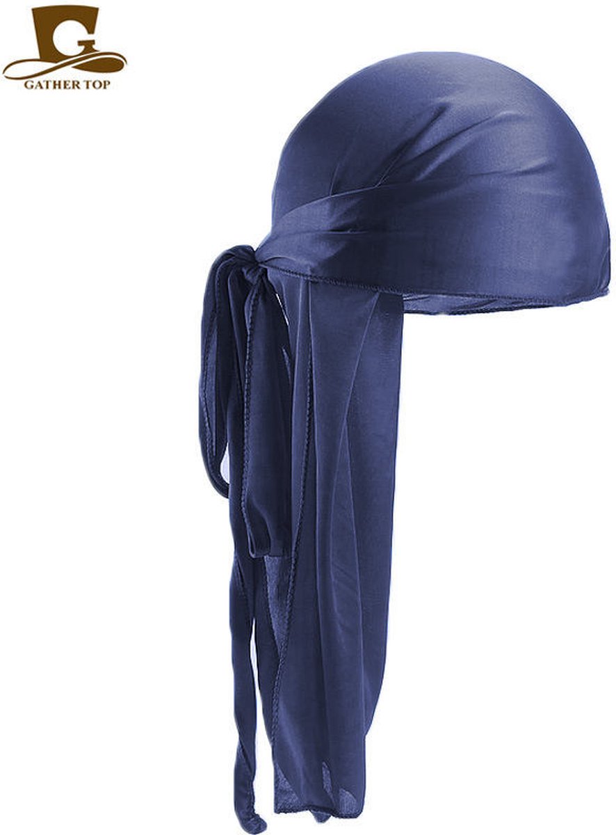 Durag - Hoofddeksel - Hoofddoek - Silky durag - Wave cap - Haarnet - Haardeksel - Donker Blauw