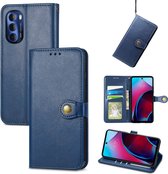 Luxe PU-leer Wallet Case + Glas Screenprotector voor Motorola Edge 30 _ Blauw