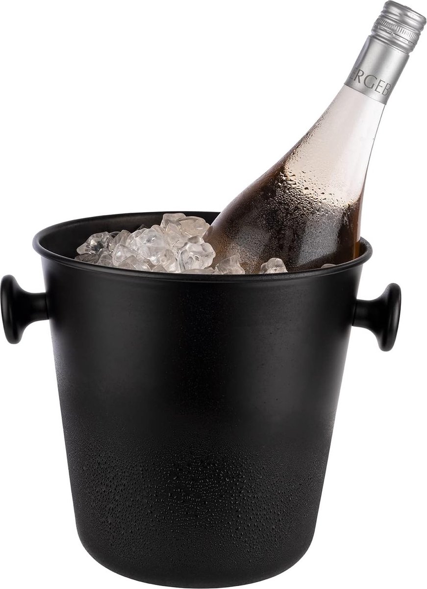 Wijnkoeler/champagnekoeler, hoogwaardige flessenkoeler van aluminium, binnen en buiten gematteerd met massieve knopgrepen van ABS, extra robuust met 5 liter inhoud