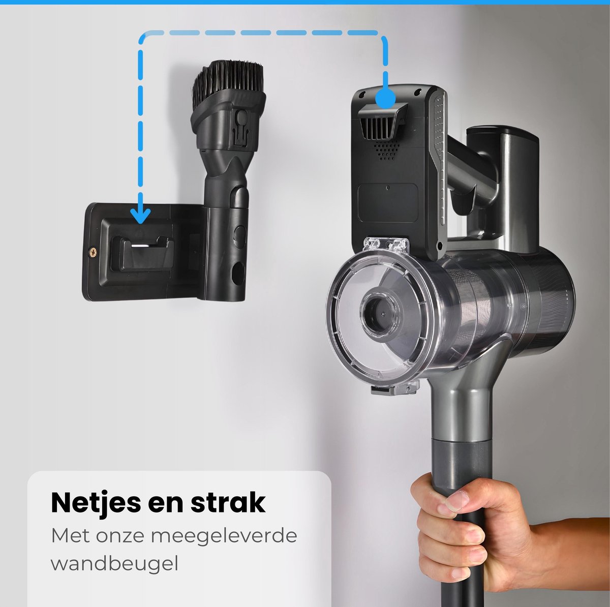 Luxari S1000 Steelstofzuiger Draadloos - 4 Extra Filters - 4 Opzetstukken - Stofzuiger Draadloos - Zonder Zak - Snoerloze Stofzuiger - Kruimeldief - Vacuum Cleaner - Draadloze Stofzuiger - Accu Stofzuiger — afbeelding 4