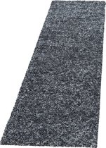 Tapis de passage Flycarpets Lorium - Anthracite / Wit / Grijs - Poils hauts - 80x150 cm